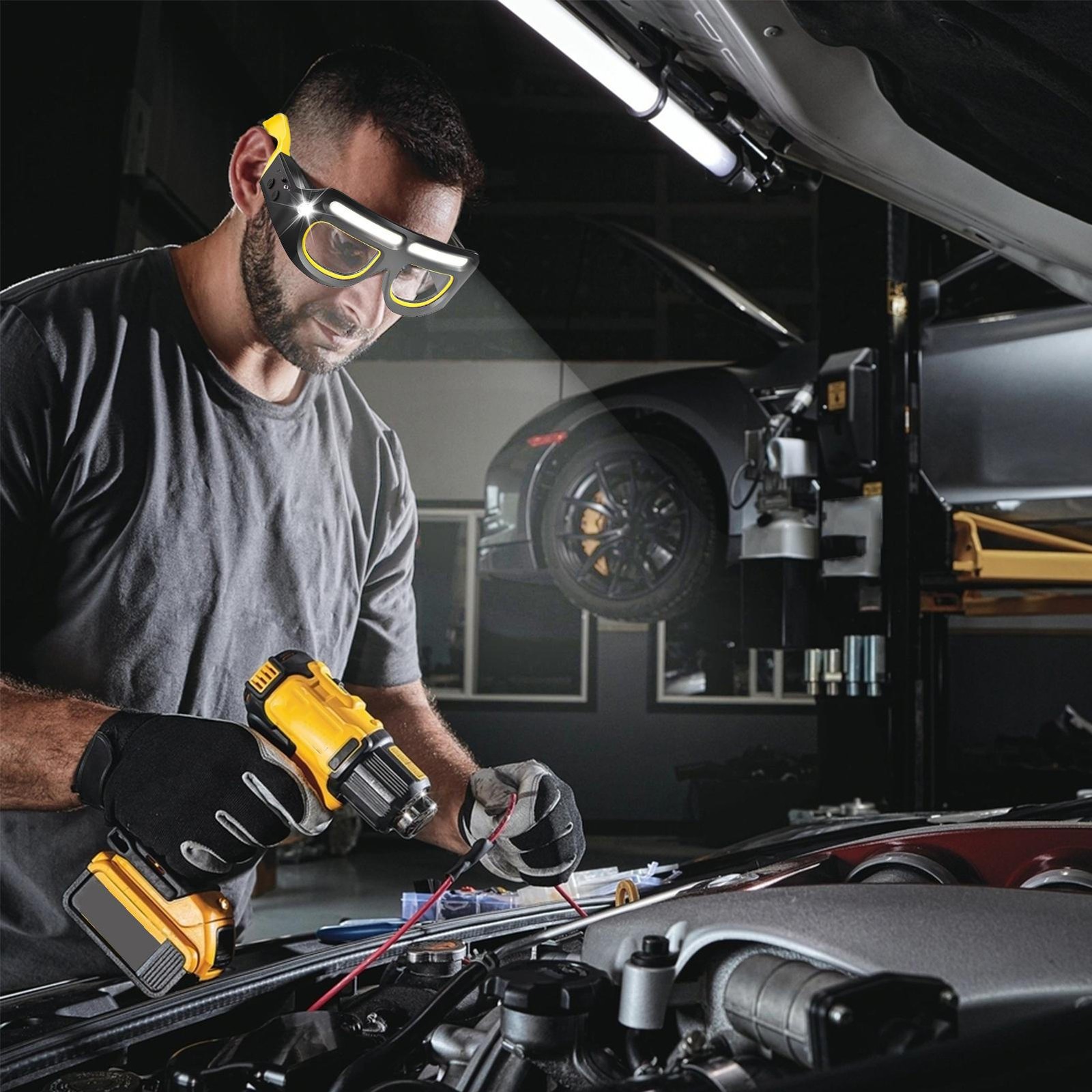 5 Modes LED Glasses Headlights Safety Eyeglass Lamp Work Lights Cycling Recharge