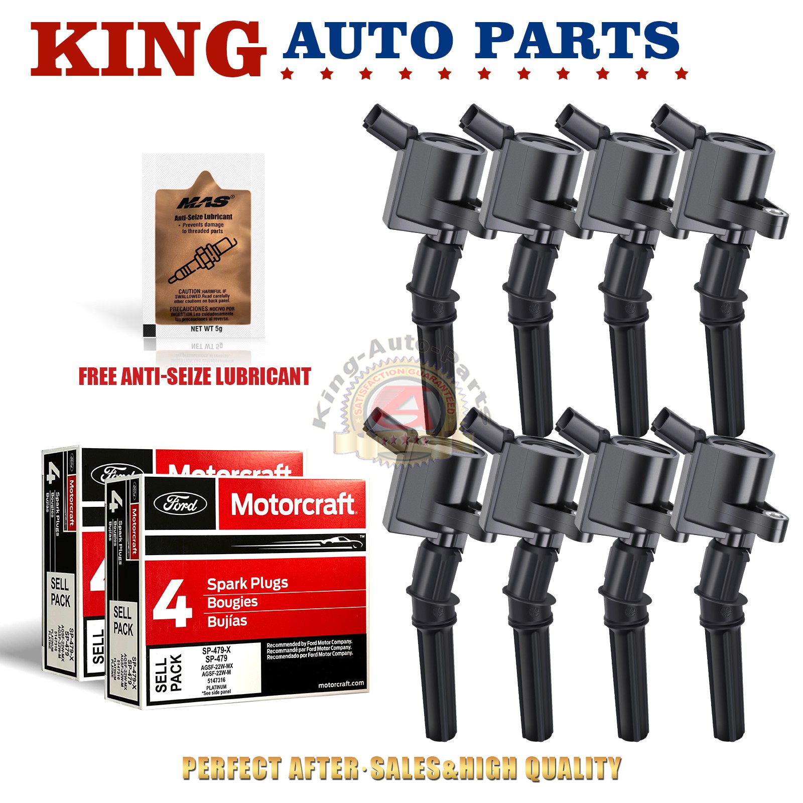 Ignition Coils and Motorcraft Spark Plugs for Ford E350 E250 Lincoln 5.4L SP479