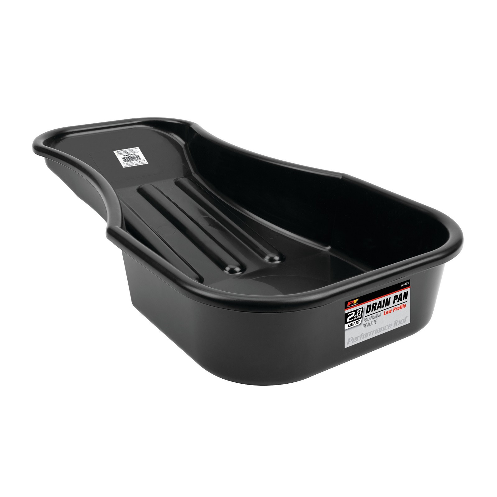 Performance Tool Oil Drain Pan, 0.7-Gal., 2.8-Qt., Low-Profile, Black, Model#
