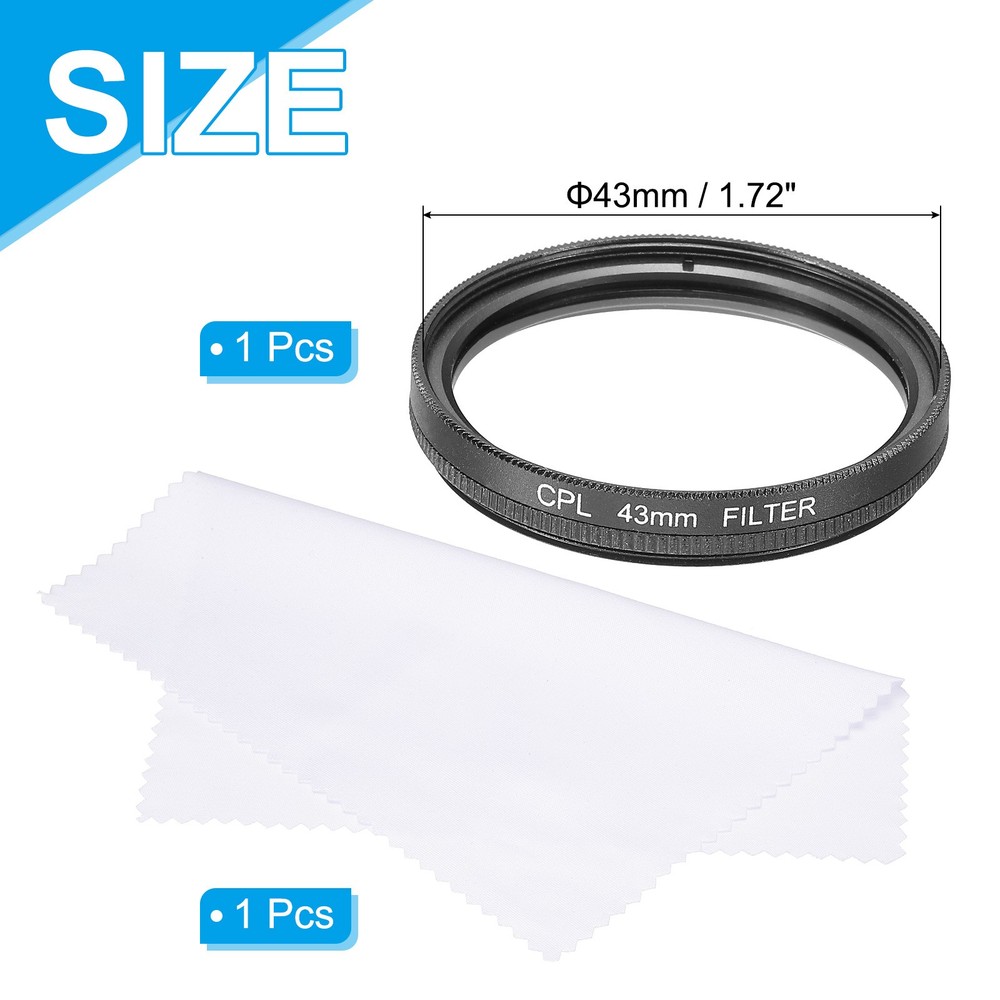 43mm Circular Polarizer Filter, Polarizing Filter with Cleaning Cloth