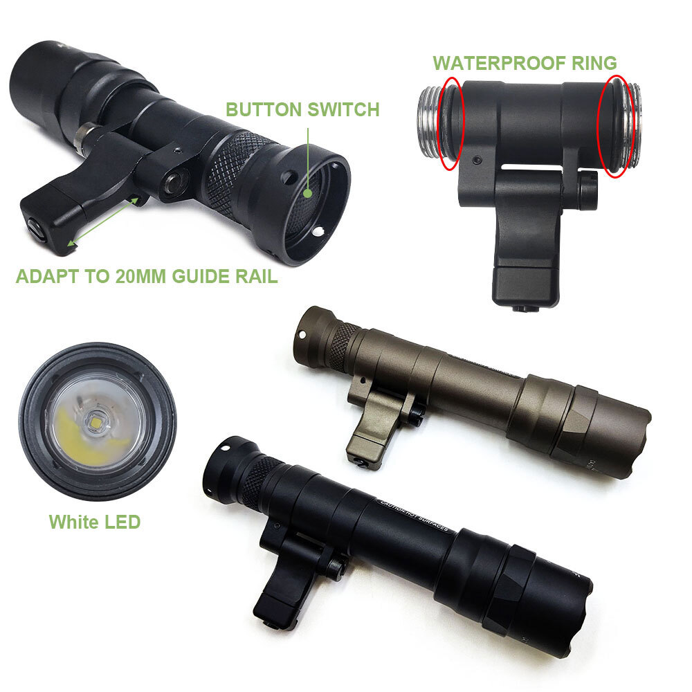 M640DF Tactical Flashlight with Tail Cover & Tail Switch Weapon Light SOTAC US