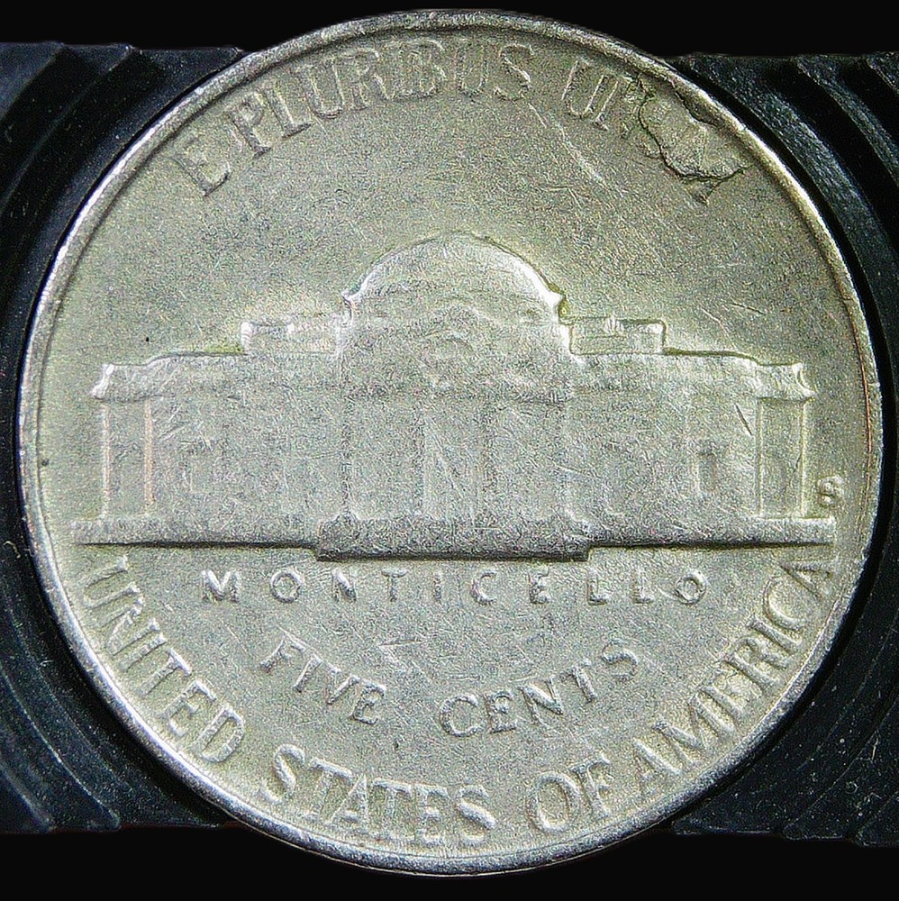 1952 S Jefferson Nickel error, reverse retained lamination