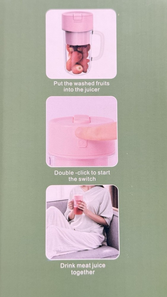 PINK Crusher Juicer LL - 898 Portable Type C Charging