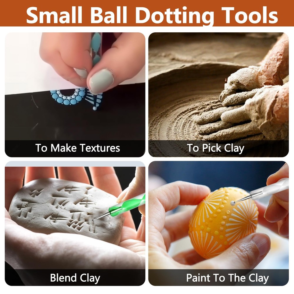 Polymer Clay Tools, Acrylic Clay Roller Pin, Polymer Clay Cutters Tools, Clea...