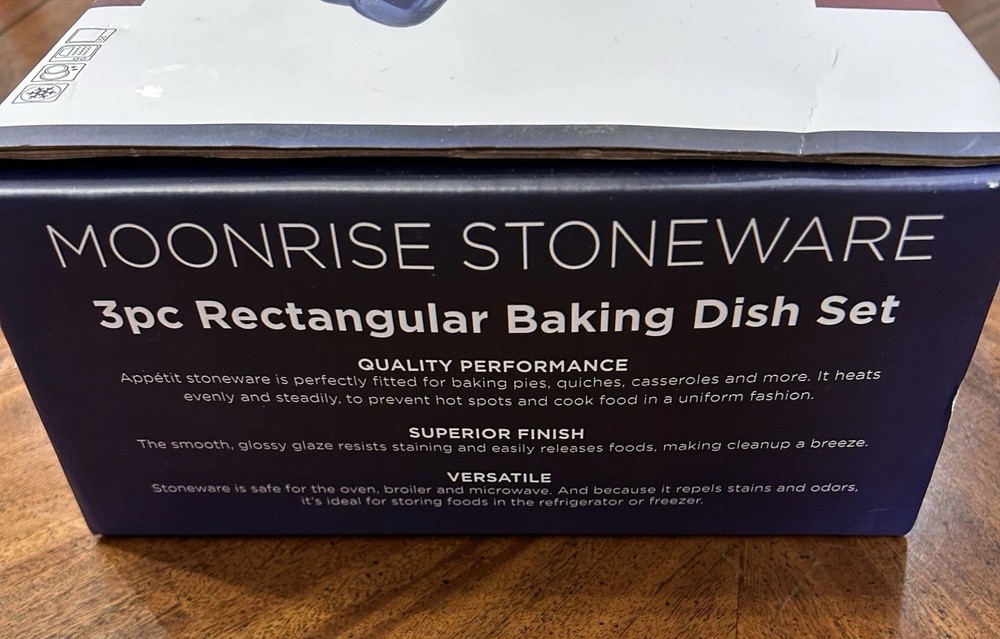 New Appetit Moonrise Stoneware 3-Piece Rectangular Baking Dish Set