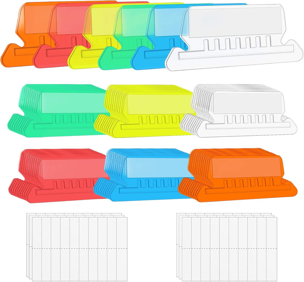 File Folder Tabs, 60+120 Sets Multicolor Hanging File Folder Tabs with Inserts