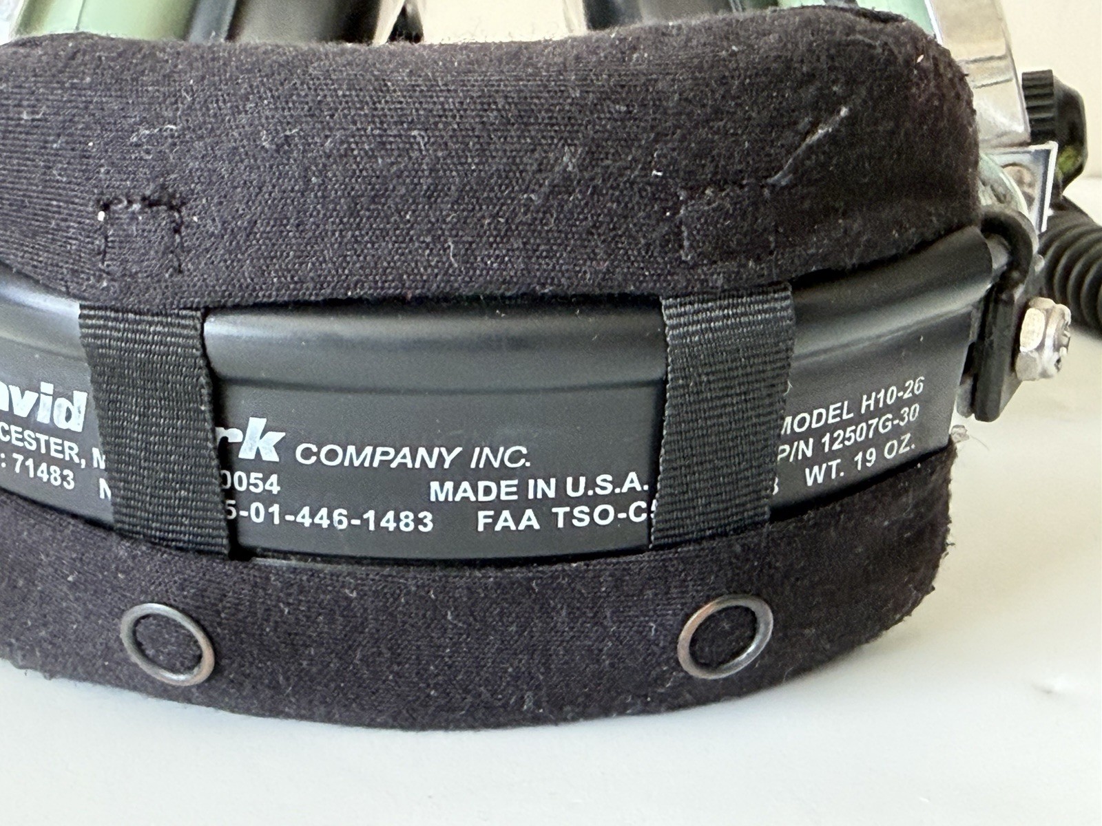 David Clark Aviation Headset Model H10-26 Noise Cancelling Microphone M7A