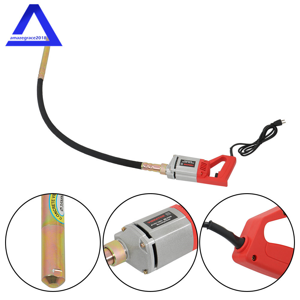 1300W Power Concrete Vibrator 110V Concrete Vibrabrater with 5 FT Copper Shaft