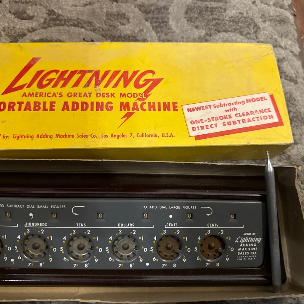 Vintage Lightning Portable Adding Machine