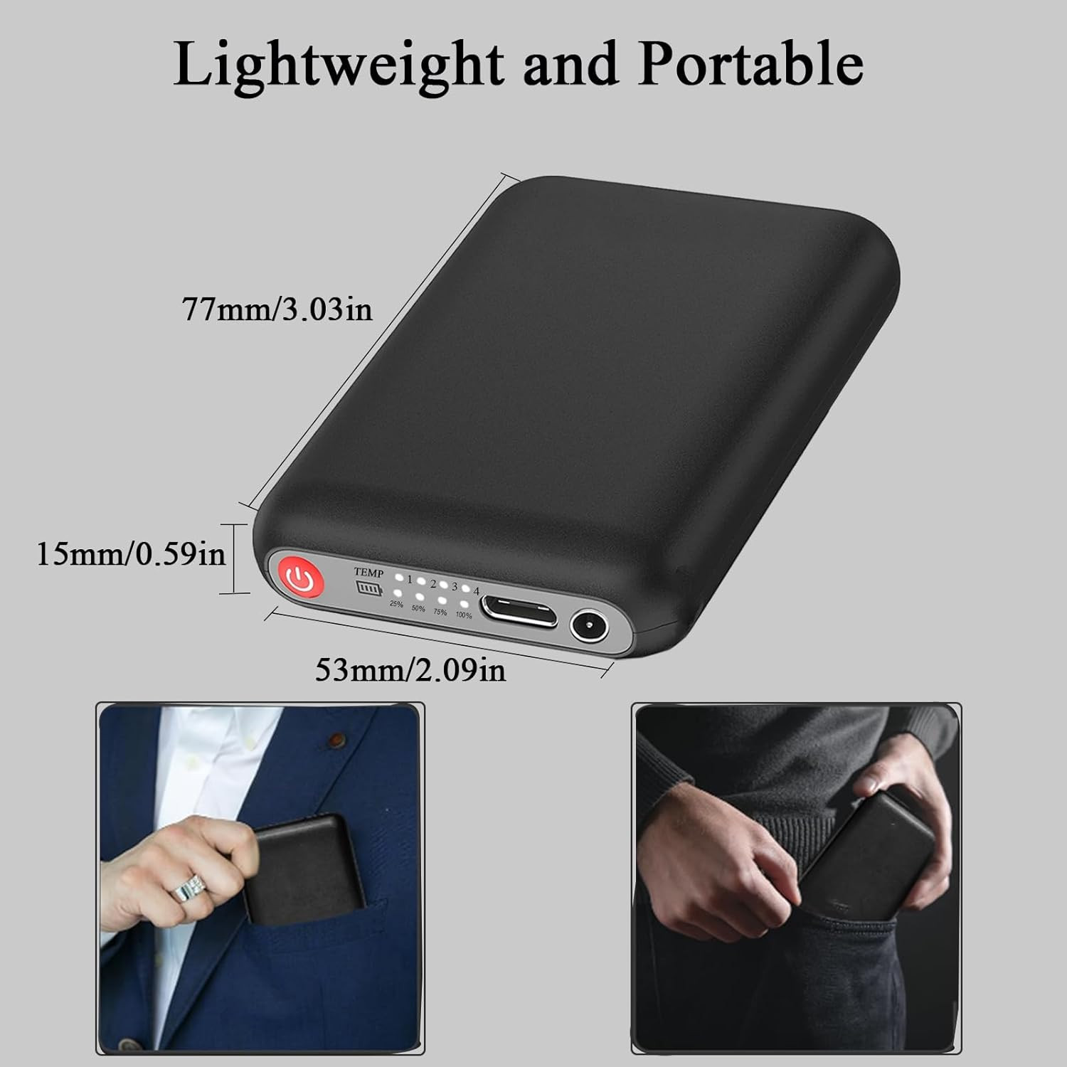 2Pack 5V 5000Mah Li-Polymer Rechargeable Batteries for Heated Socks with DC Port