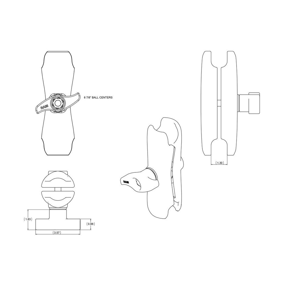 RAM-D-201U RAM Double Socket Arm - D Size Medium...