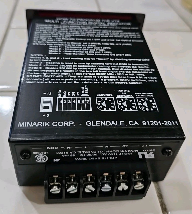 Minarik VT6-115 Multi-Function Tachometer Digital Indicator, 11VAC, 5.5W