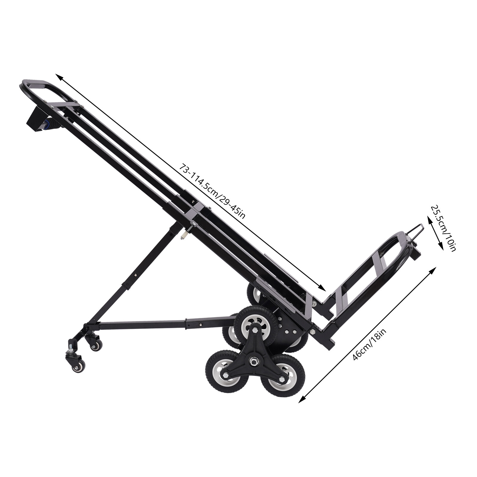 460lbs Black Stair Climbing Cart Trolley Stair Climber Hand Truck 29-45in Height