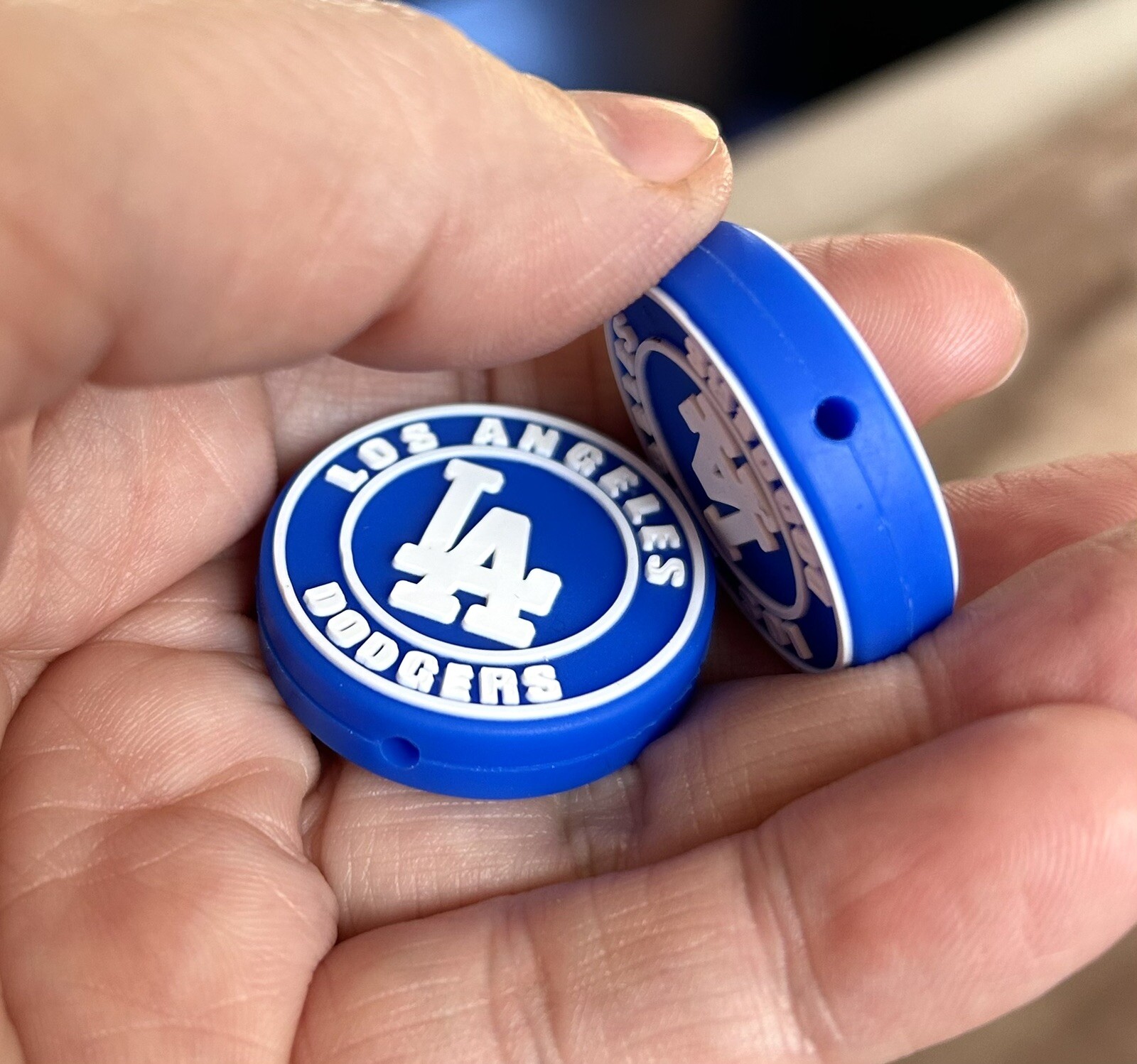 2 Piece Los Angeles L.A. Baseball Team Silicone Focal Beads DIY Jewelry Pens+