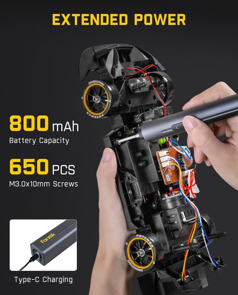 Precision Electric Screwdriver - Mini Size, 3 Torque Settings, USB-C Charging