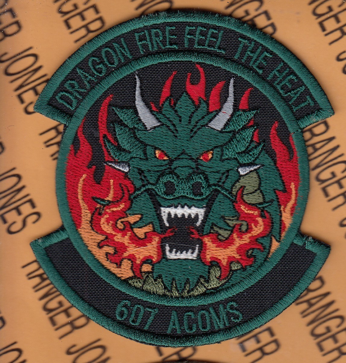 USAF Air Force 607th Air Communications Sq Dragon Fire ~3.75" patch c/e