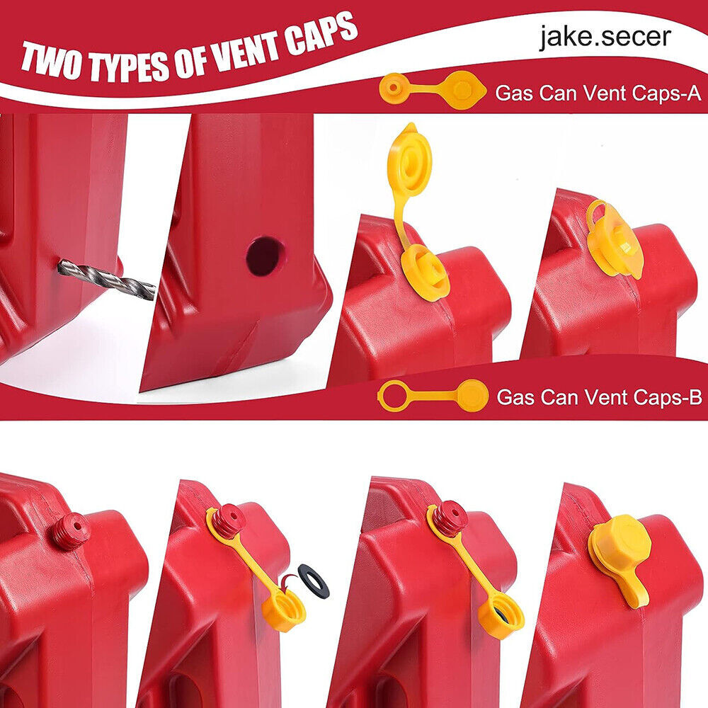 5X Replacement Gas Can Spout Nozzle Vent Kit For Plastic Gas Cans Old Style Caps