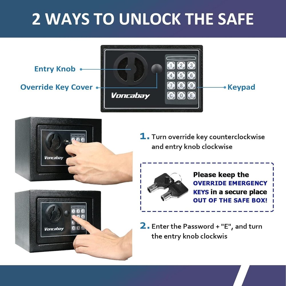 Fireproof Security Safe Box with Sensor Light & Digital Keypad - 0.23 Cu Ft