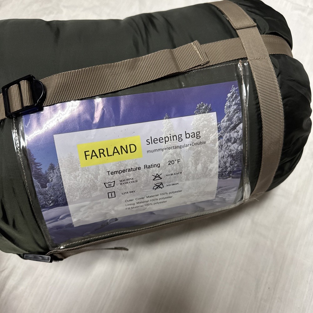 New Sealed FARLAND Mummy Sleeping Bag Rectangular with Pouch 20℉