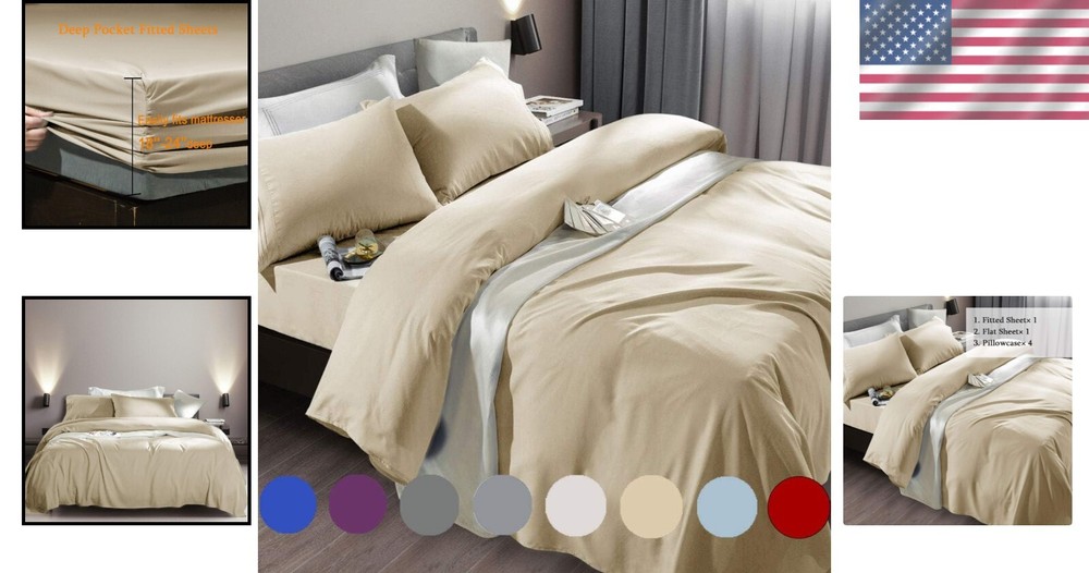 Super Soft Microfiber Bed Sheet Set - Wrinkle-Resistant, Deep Pocket, King Size