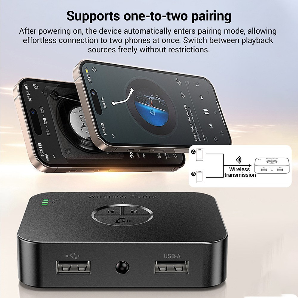 Bluetooth 6.0 Transmitter Receiver Wireless Home Car Stereo Audio Adapter Remote