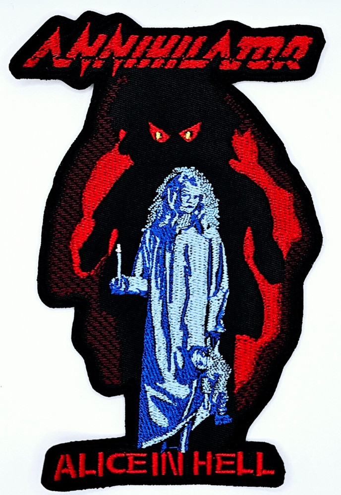 ANNIHILATOR ALICE IN HELL SHAPED BORDER  EMBROIDERED PATCH