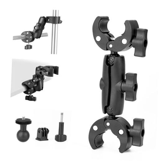 Double Clamp Mount Umbrella Holder Camera Pole Bracket for Stroller