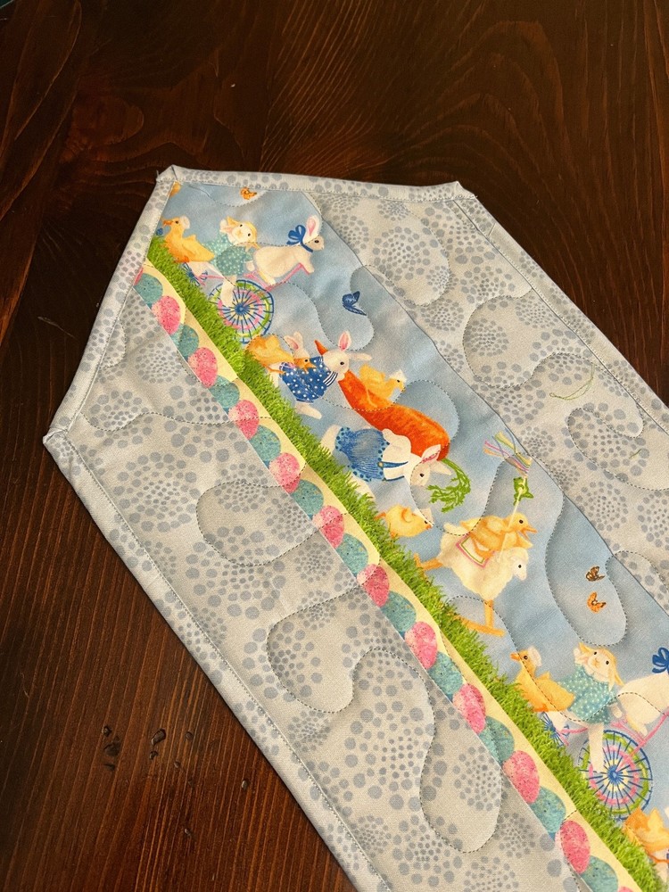 Handcrafted-Quilted Table Runner -Easter Eggs, Bunnies & Chicks NEW 2/2026