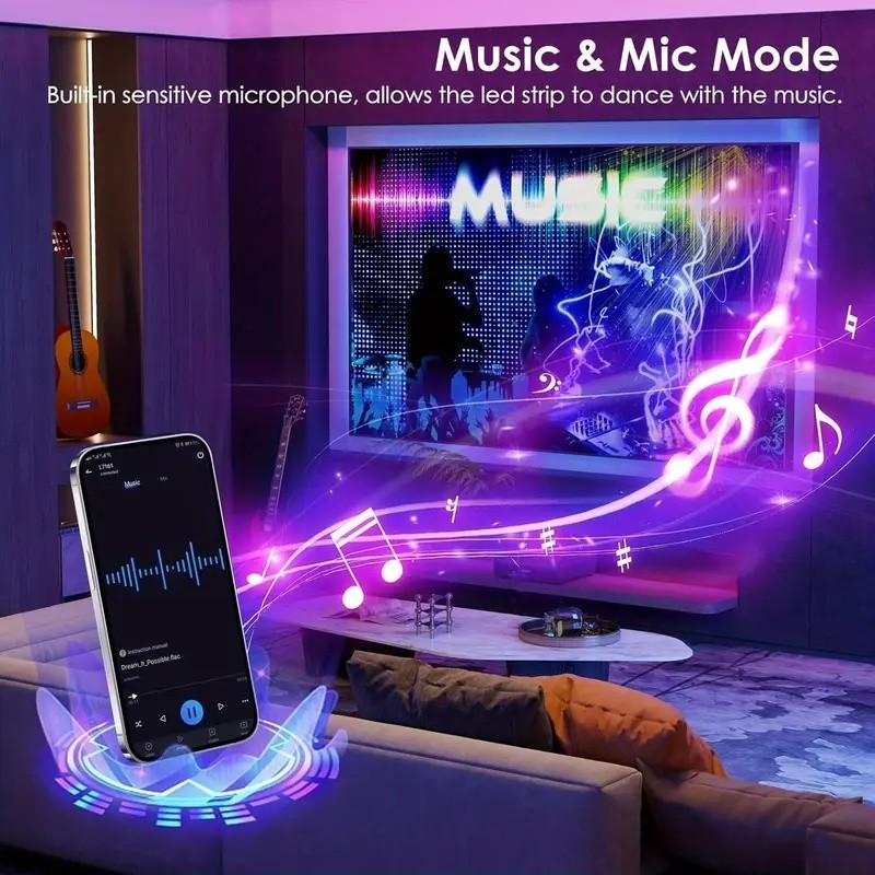 100Ft LED Strip Lights, Smart Light with App Remote Control, RGB LED Lights for