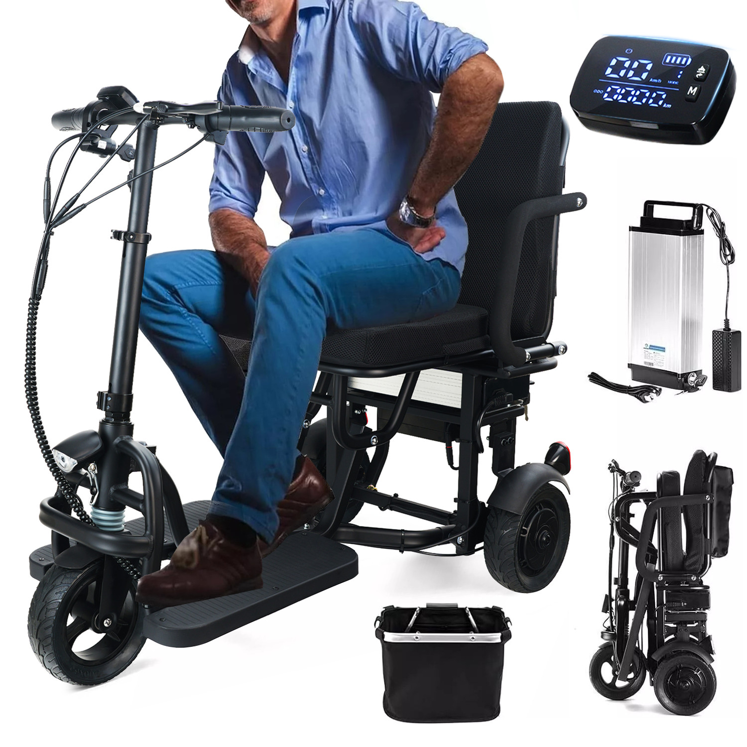 3-Wheel Heavy Duty Mobility Scooter for Adults - 16" Seat, Supports up to 280 lb