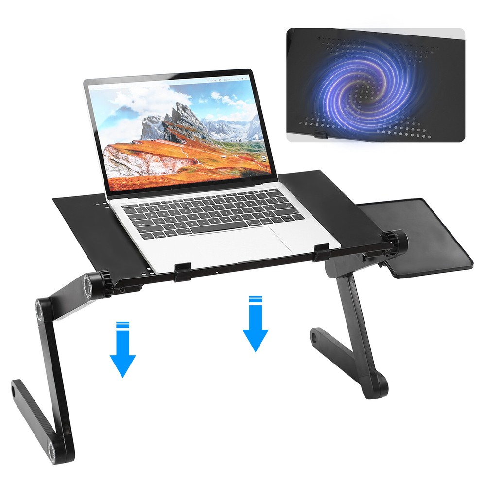 Folding Laptop Table Computer Desk Stand Bed Sofa w/Mouse Pad Adjustable Legs