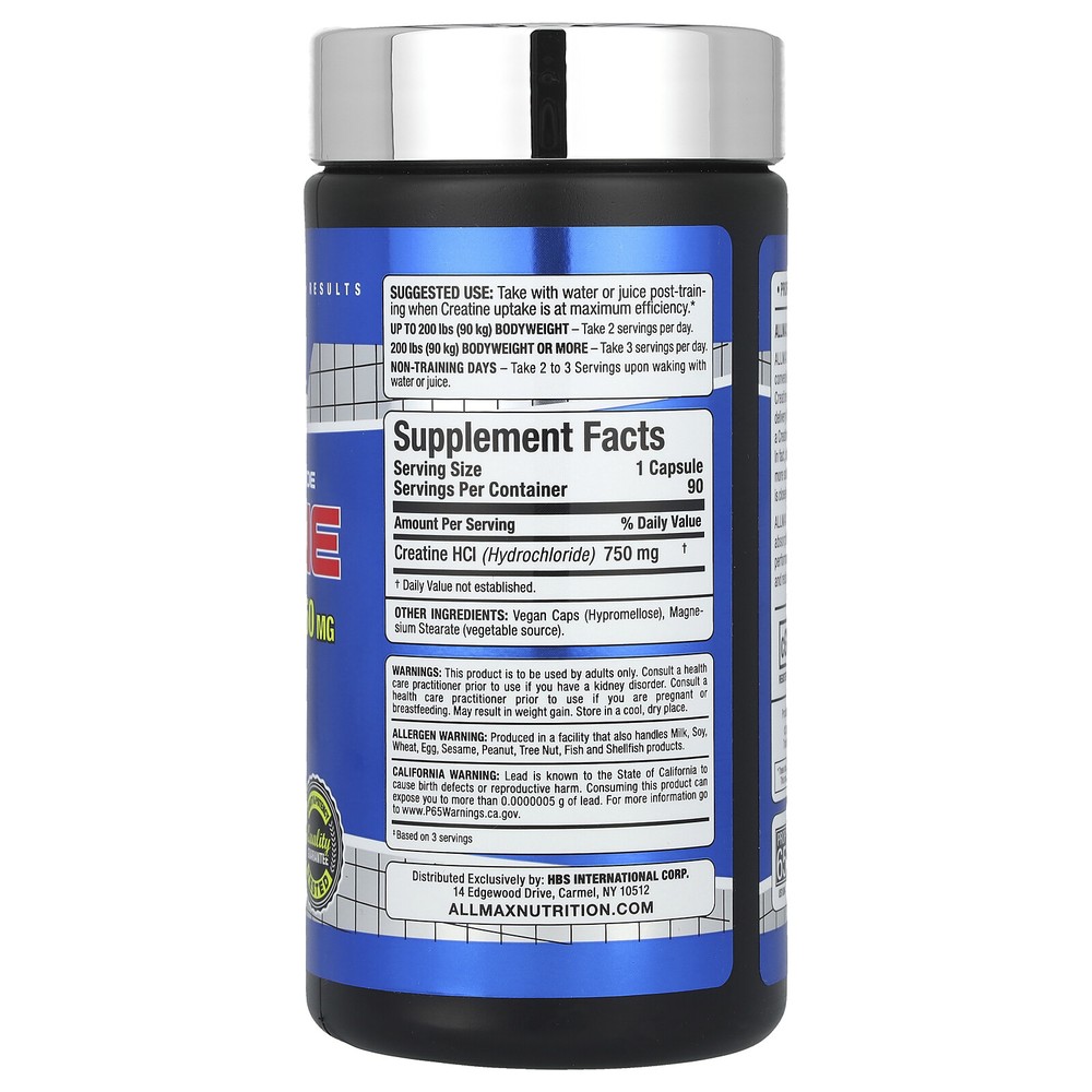 Creatine HCL, 750 mg, 90 Capsules