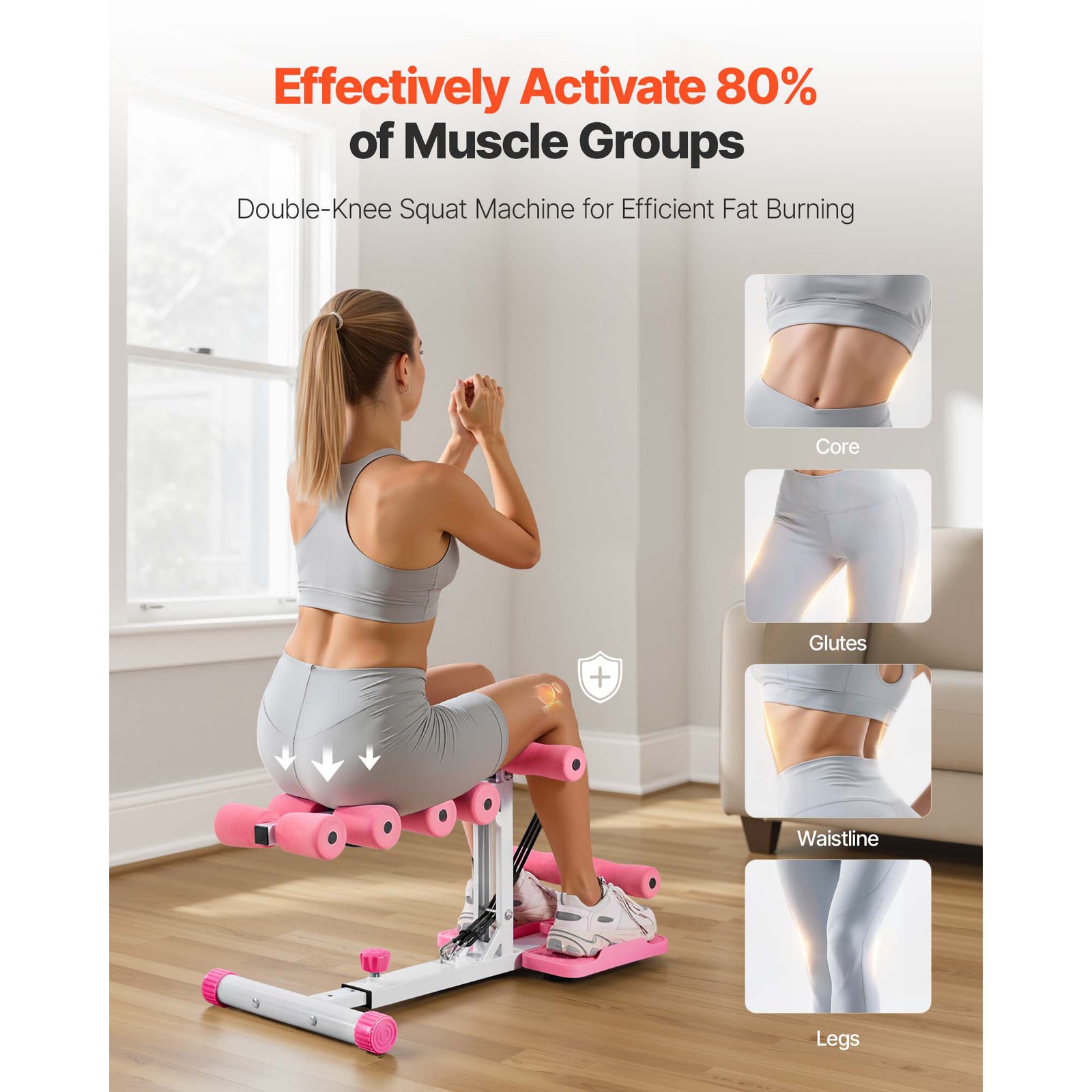 Uimoso Foldable Squat Machine with 3 Resistance Bands Glutes and Leg Workouts