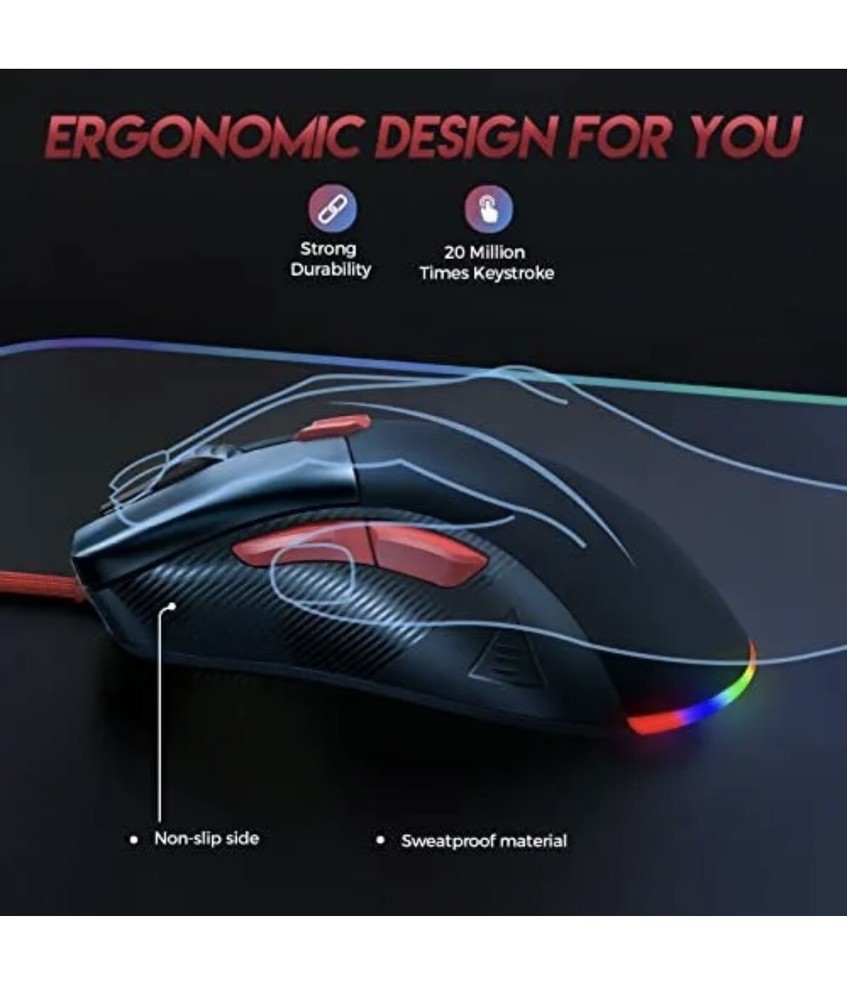 EKSA Gaming Mouse 16000 DPI Optical Sensor 8 Programmable Buttons RGB Wired