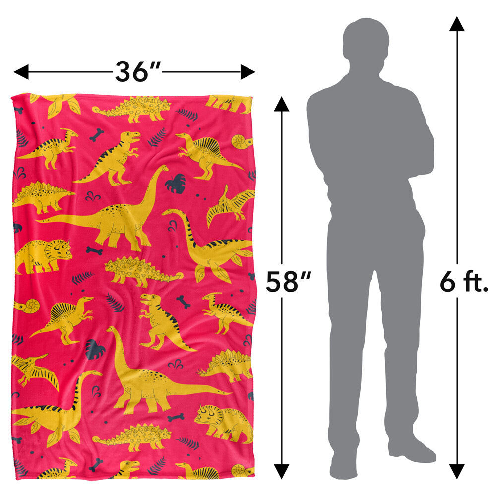 Hand Drawn Dino Pattern Silky Touch Super Soft Throw Blanket