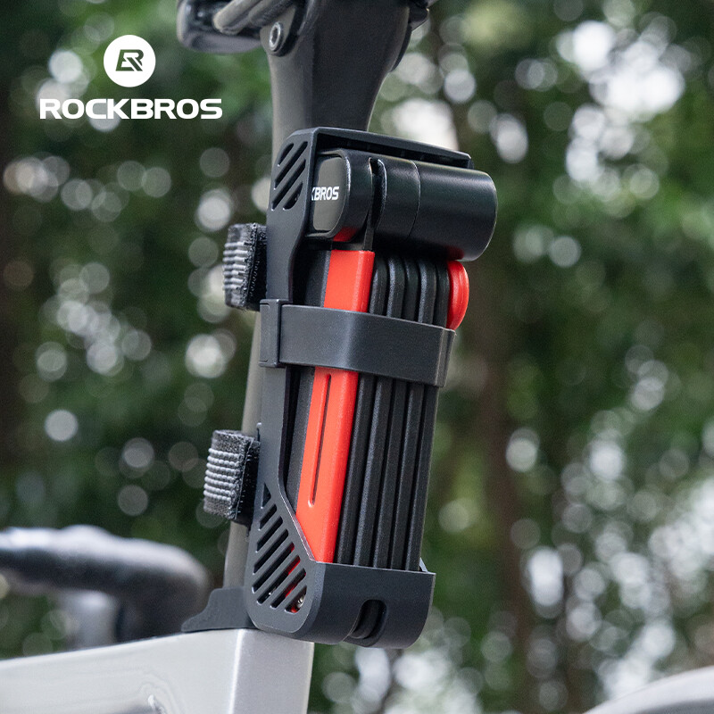 ROCKBROS Bike Folding Lock Heavy Duty Lock Anti-theft Portable &Mounting Bracket