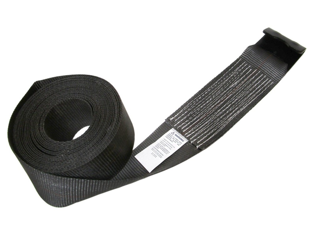 USA 4" X 60' Black Winch Replacement Strap w/ Flat Hook Flatbed Tie Down Trailer