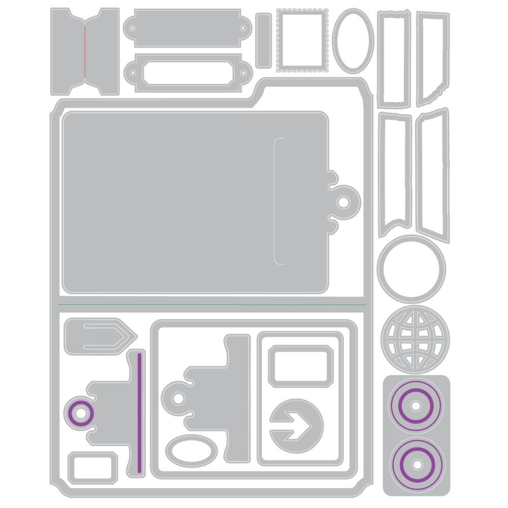 Sizzix / Tim Holtz Thinlits Dies Vault Noteworthy 666876 34 dies Tab File Folder