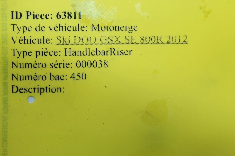 2012 SKI-DOO GSX 800R HANDLEBAR RISER ADJUSTABLE 506152197