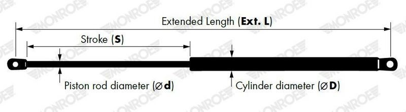 Gas Spring, boot/cargo area MONROE ML6515