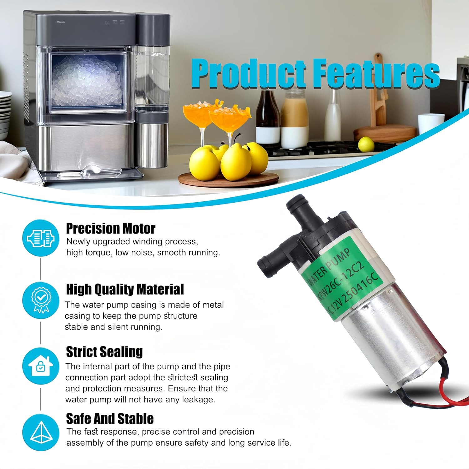 Upgrade KPW26C-12C2 Water Pump Compatible with G E Profile Opal 2.0 Countertop N