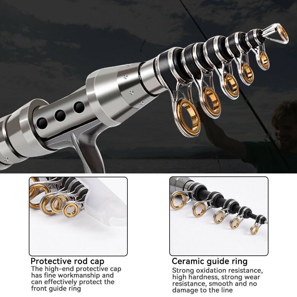 Carbon Fiber Telescopic Fishing Rod Pole Reel Combo Sea Saltwater Freshwater