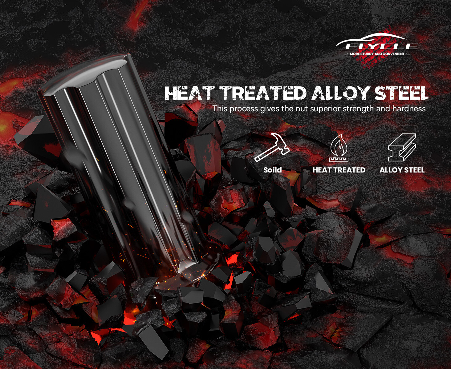 Set of 24 Epoch Spline Lug Nut Kit Black 14mm x 1.5 2" Tall M14x1.5 Super Duty