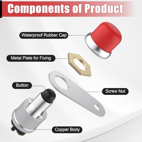 2 PCS Push Button Starter Switch 12V 50A, Waterproof Momentary Start red-2