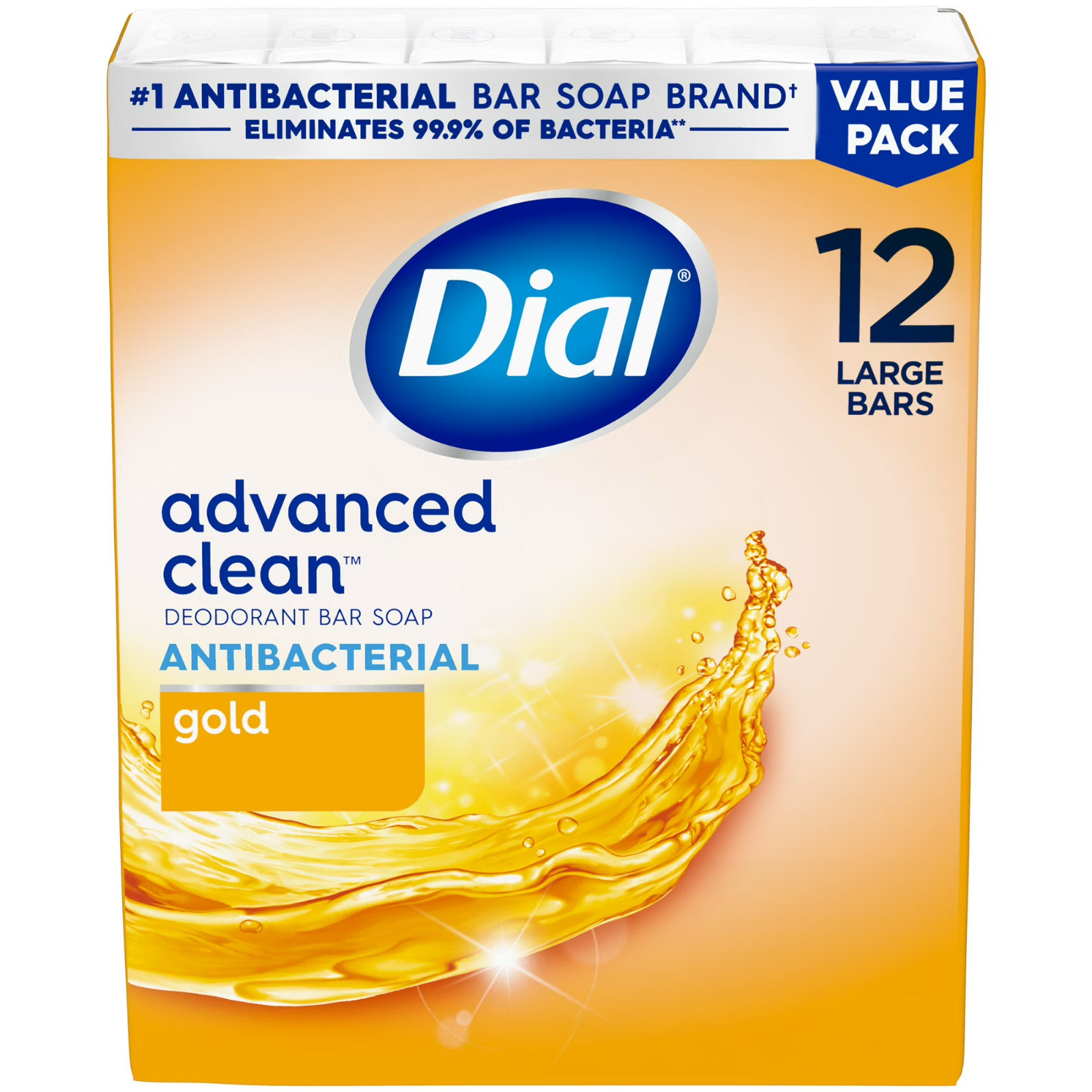 Dial Gold Antibacterial Deodorant Bar Soap 4 oz 12 Bars Advanced Deep Clean New