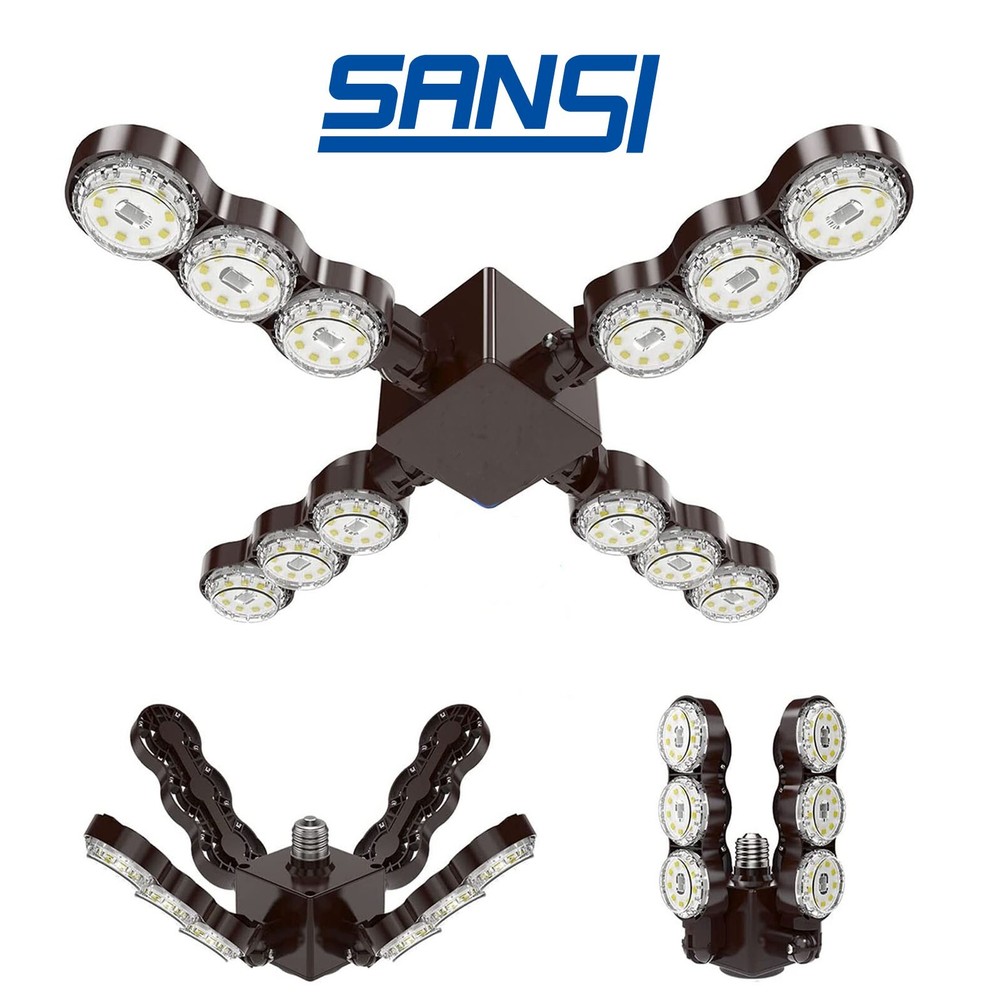 SANSI 60W LED Garage Light Deformable 6000lm Bulb LED Ceiling Workshop USED