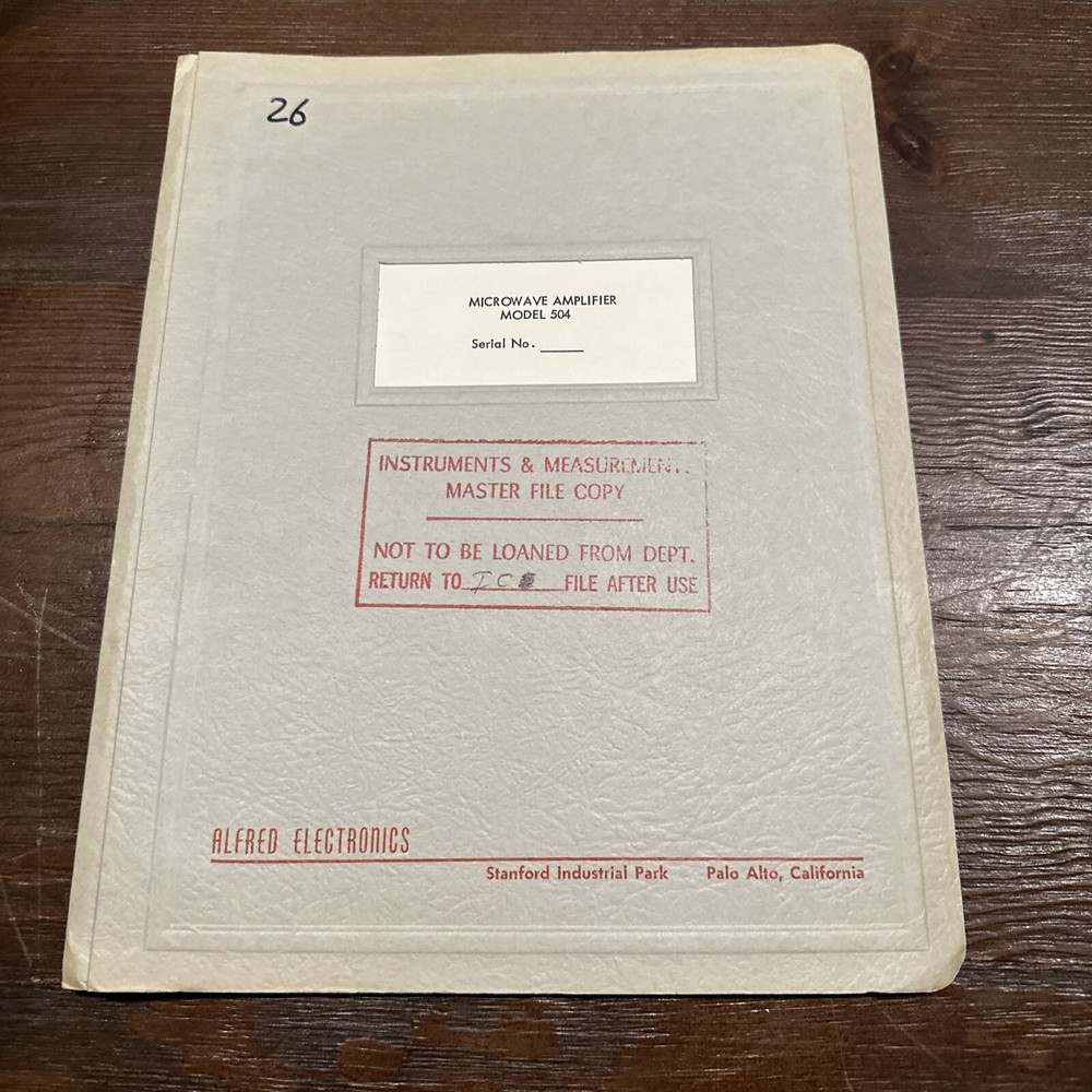Alfred Electronics Model 504 Microwave Amplifier Instruction