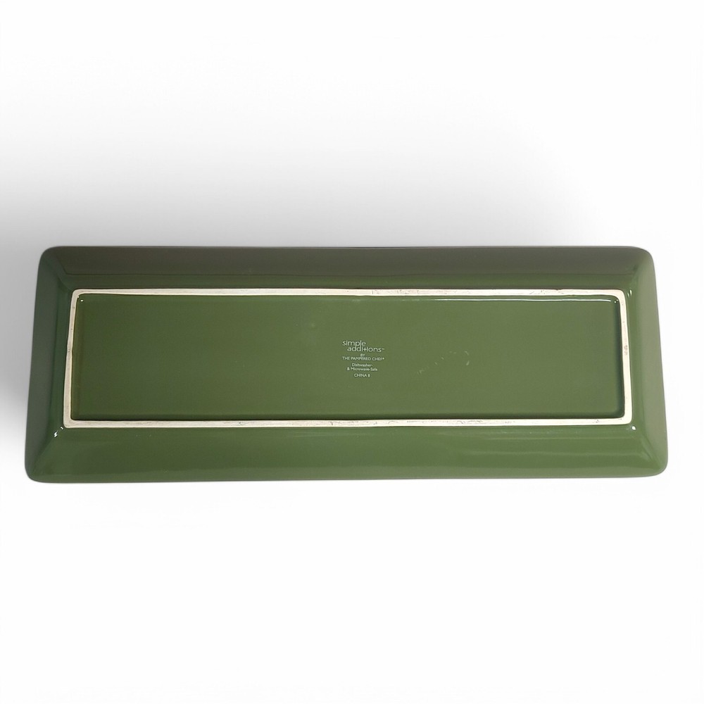Pampered Chef Simple Additions Rectangular Serving Platter Green 15”x 6"x 1.5"