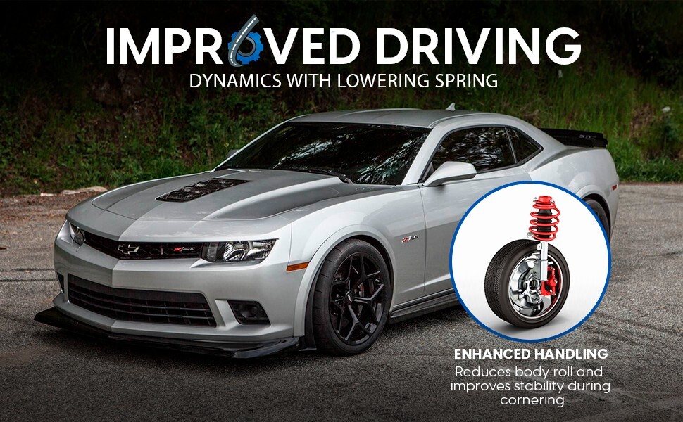 Touring Tech Lowering Springs 1.7”F/1.8”R Red For 2015+ Mustang