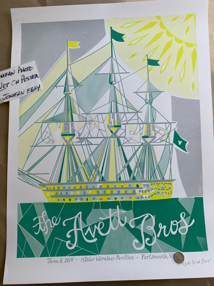 RARE THE AVETT BROTHERS Portsmouth VA 2014 SE SCREEN PRINT POSTER #/200 kat lamp